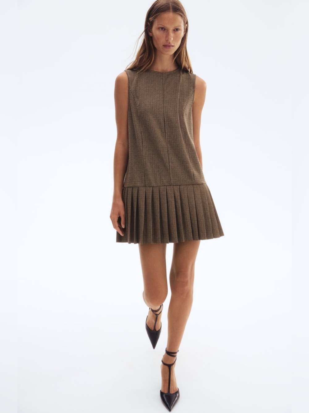 H&M PLEATED-SKIRT MINI DRESS